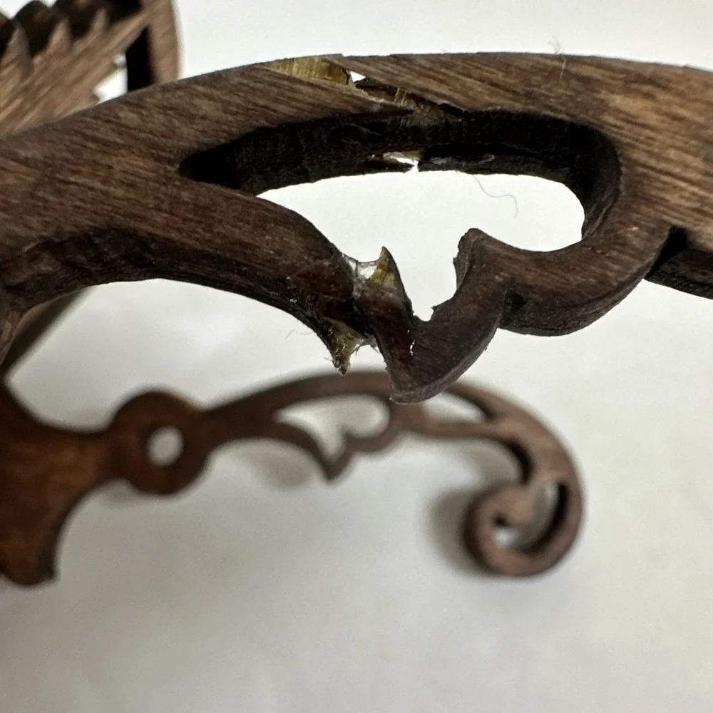 Hand Made Scrollwork Wooden Wheelbarrow Figurine 11